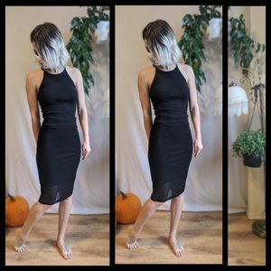 Stretchy Black Pencil Skirt w/ Sheer Bottom Sectio